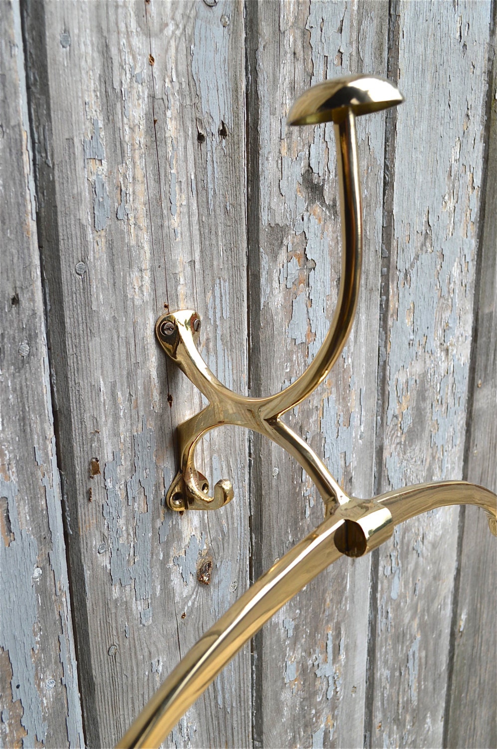 Fantastic art deco ocean liner brass wall coat hanger rack