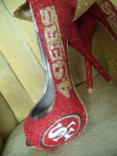 SAMPLE SALE 49ers style custom heels with removable glitter