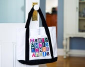 Personalized Tote Bag featuring any name showcased in letters from photos of an actual sign