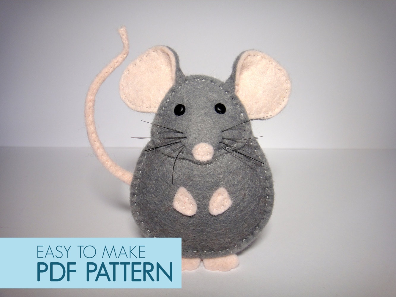 Easy to sew felt PDF pattern. DIY Pablo the Mouse finger