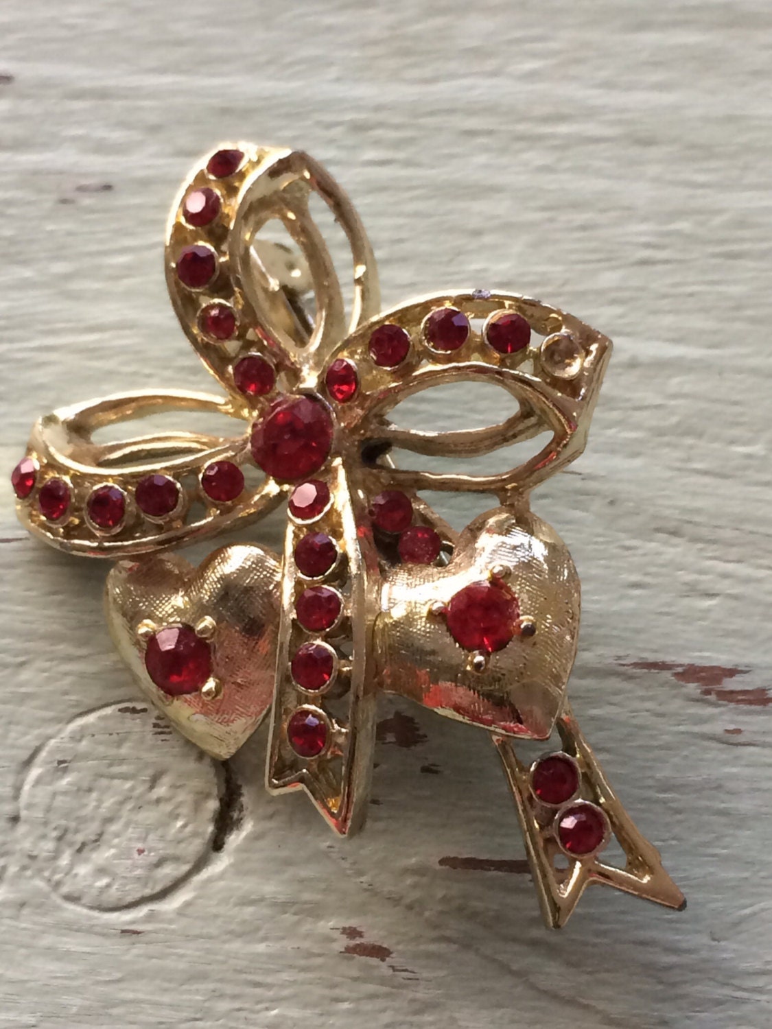 Valentine Brooch Heart Brooch Red Rhinestone Brooch Heart