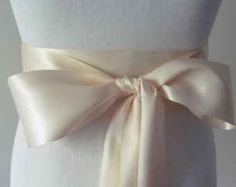 True Nude Ribbon Sash / Double Faced Ribbon Sash / Bridal Sash / Bridal Ribbon / Nude