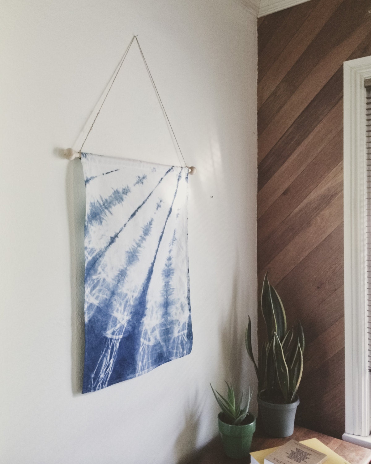 Afternoon Sunbeam Indigo Shibori Wall Hanging 18x28 Inches