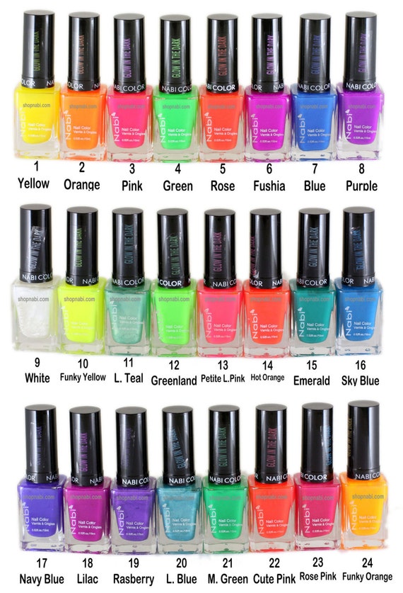 24pcs NABI Glow in the Dark Nail Polish by shopnabi on Etsy