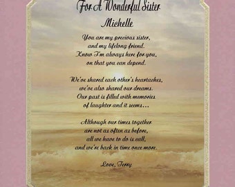 Personalized Poem For Sister or Sister In Law- Gift for Birthday ...