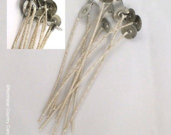 ECO Wicks - FREE SHIPPING - 6 inch Pre-Tabed Candle Wicks - 100% Natural Wax Primed - Pick Your Size and Pack Size