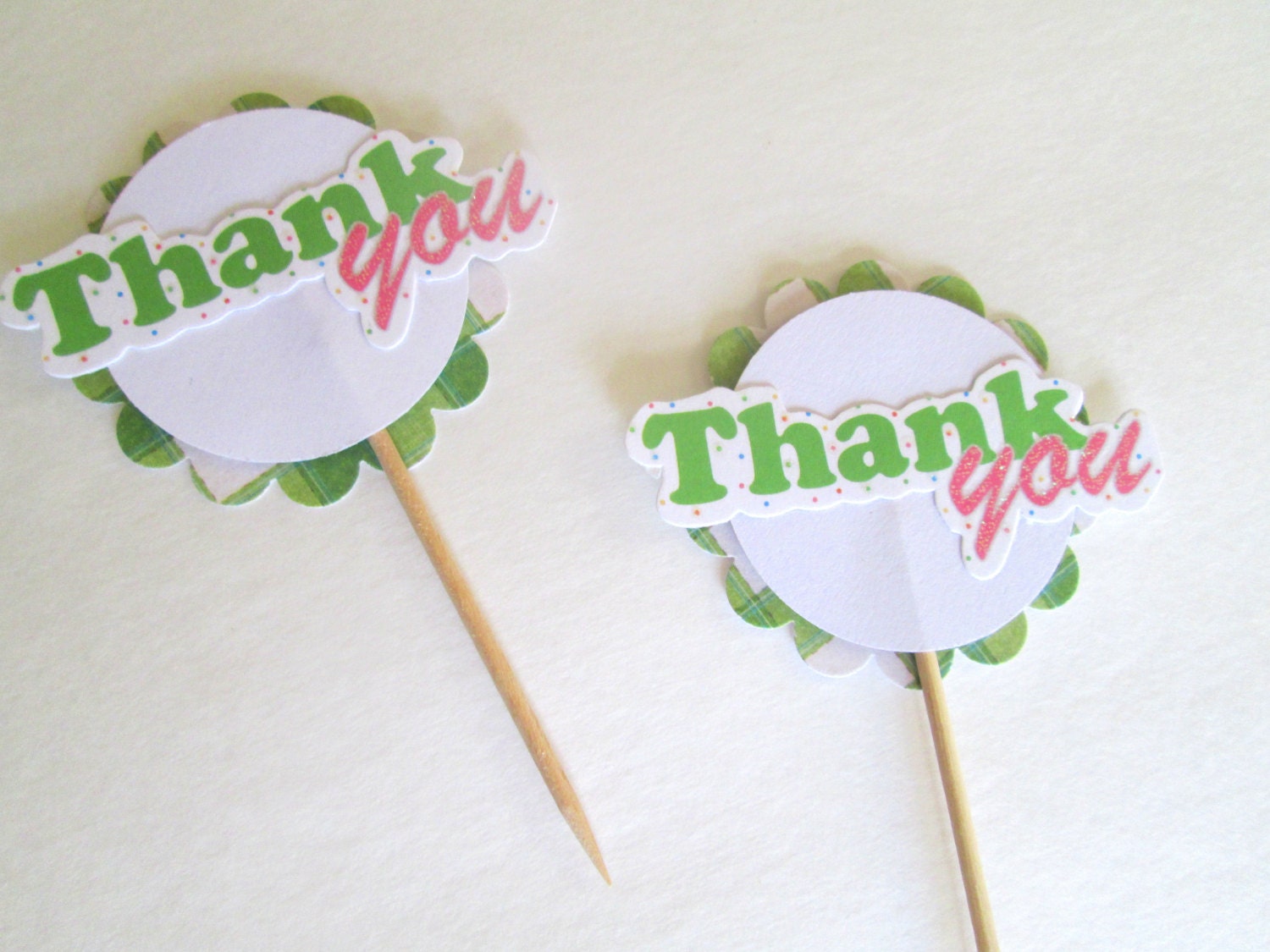 12 Thank You Cupcake Picks Toppers by hOOpladeeda on Etsy