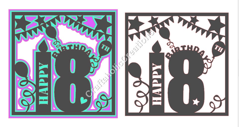 Download 18th Birthday Toppers with Mats SVG Digital Cutting File