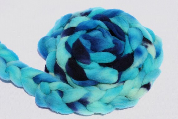 Hand Dyed Wool Roving, Hog Island - Blue Lagoon - 4 oz