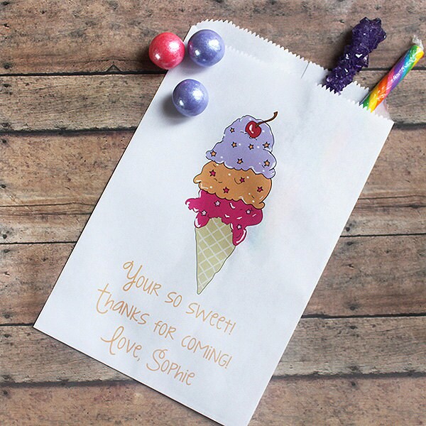Ice Cream Bags Personalized Bags Favor Bags Birthday Goodie