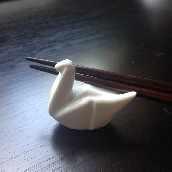Items similar to Custom Painted Ceramic Origami Crane Chopstick Rest on