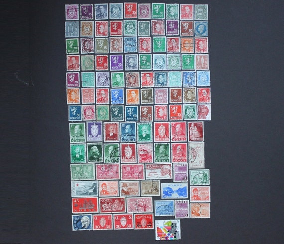 Items similar to Norge 109 Stamp Collection, Vintage European Norway ...