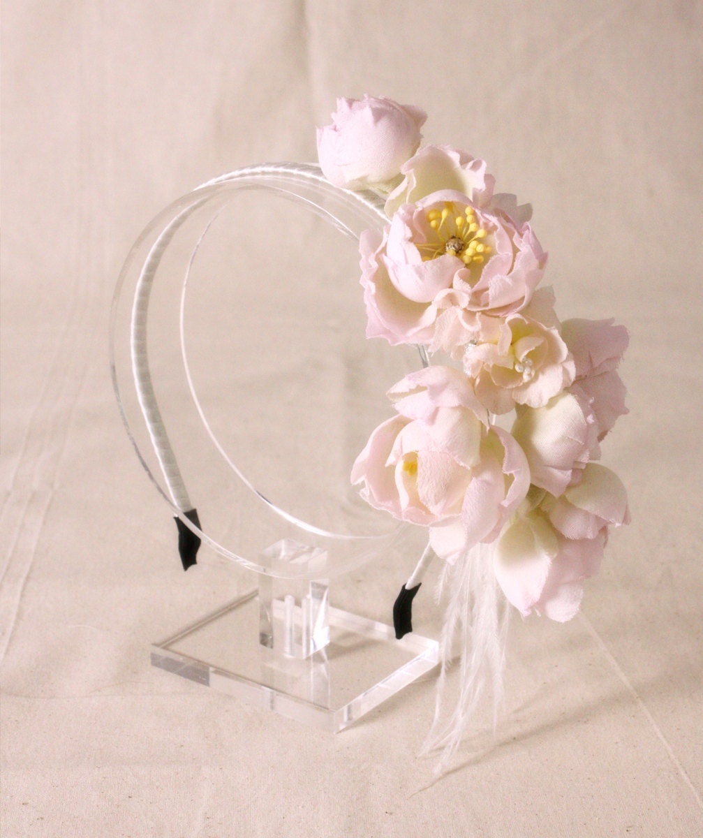 Bridal silk flower headband headpiece Flower headband