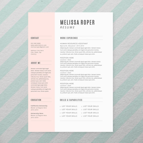 CV Design Cover Letter INSTANT DOWNLOAD by BrandConceptCo on Etsy