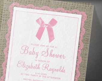 brown country burlap baby shower invites
