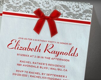 Blue Country Lace Birthday Party invites