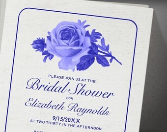Blue Rustic Floral/Flower Bridal Shower invites