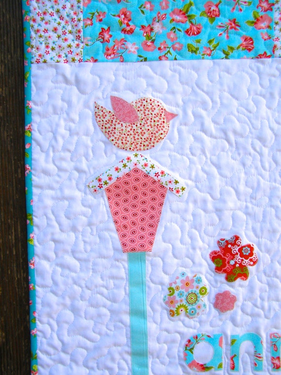 Baby girl quilt pattern PDF appliqué quilt pattern