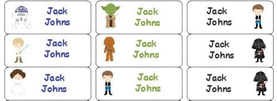 items similar to 30 personalized waterproof name labels star wars name
