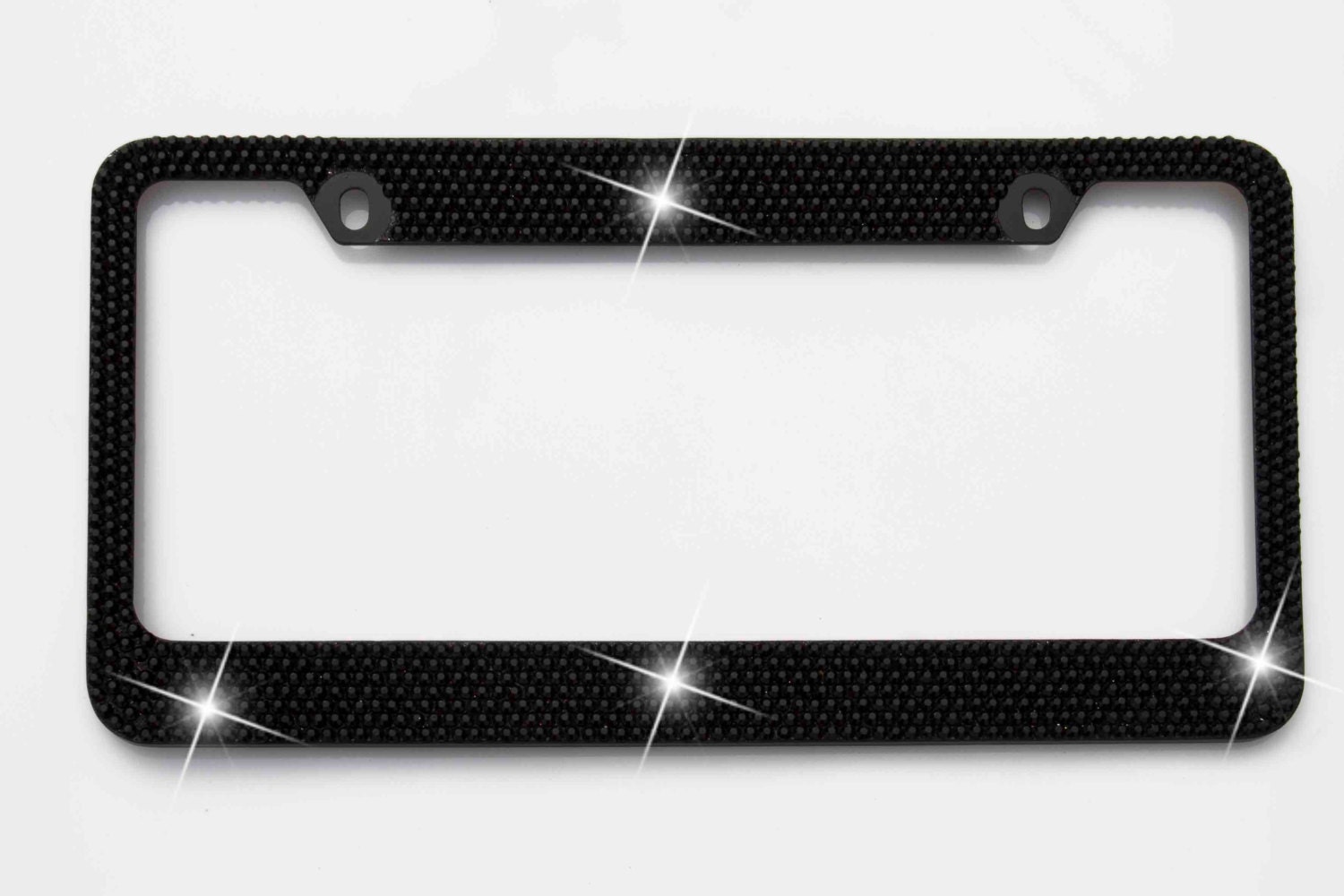 Black Crystal License Plate Frame for Car METAL