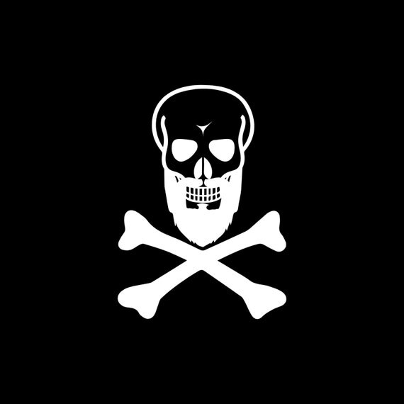 Items similar to Black Beard Pirate skull and crossbones CAR Sticker ...