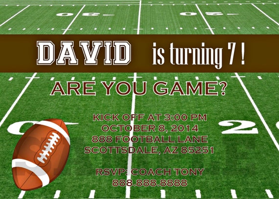 American Football Invitation Printable Invite Digital
