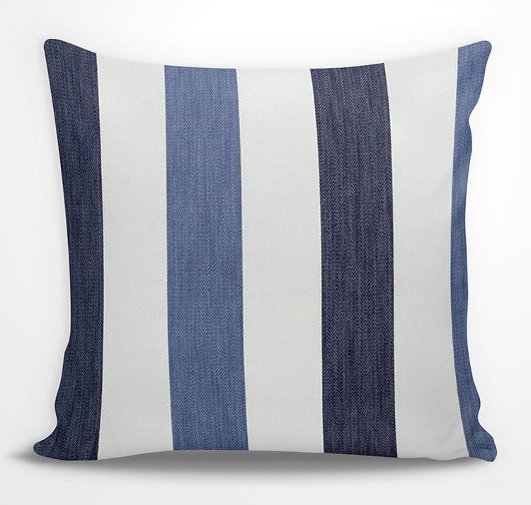 Blue and White Striped Euro Sham Denim Blue Dark Blue