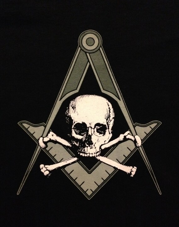 Sacred Masonry T-Shirt Freemason Masonic Skull by SacredMasonry