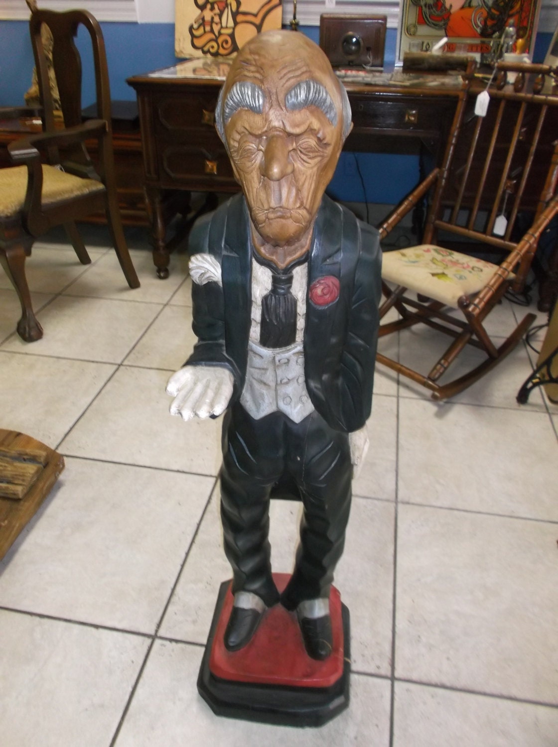 Items similar to Handcarved Wooden Butler Statue on Etsy