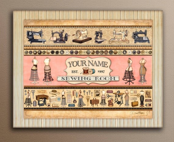 Sewing Room Customizable Art Print unique gift by Dan Morris. Sewing room art,craft room,quilting art,sewing decor,gift for quilter,mom gift