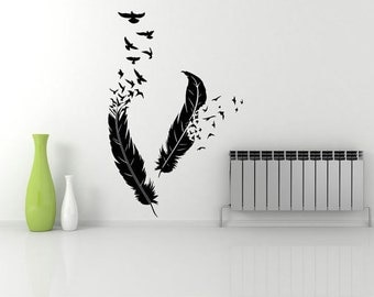 Wall Mural Stencils feather wall stencil | etsy Wall Mural Stencils feather wall stencil | etsy