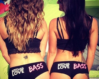 Bitches Love Bass Rave Booty Shorts ** rave, plur, kandi, edm, dance, DJ, EDC, dubstep, festival, tomorrowland, party **