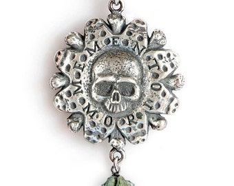 memento mori silver pendant