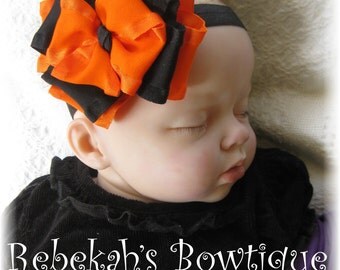 Halloween hair bow, Halloween headband, Baby Headband, Black Headband, Orange Headband, Fall Headband, Infant Headband, Hair bows for girls