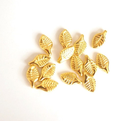 15pcs Matte 22K Gold Plated Base Small Leaf Charm LEAVES