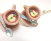 Hot Apple Cider Bobby Pins, Miniature Food Jewelry, Polymer Clay Food Jewelry