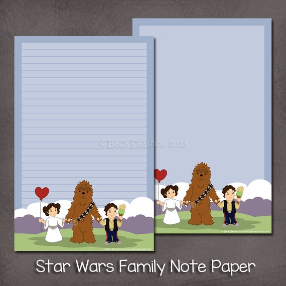 Items similar to Star Wars Family Note Paper - stationery gift letter ...