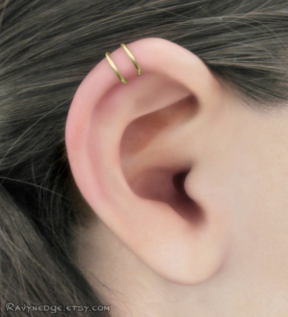 Duality 14k Gold Filled Helix Double Band Ear Cuff by RavynEdge