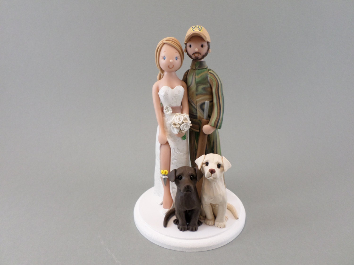 Cake Topper Customized hairdresser &amp; Hunter Wedding by