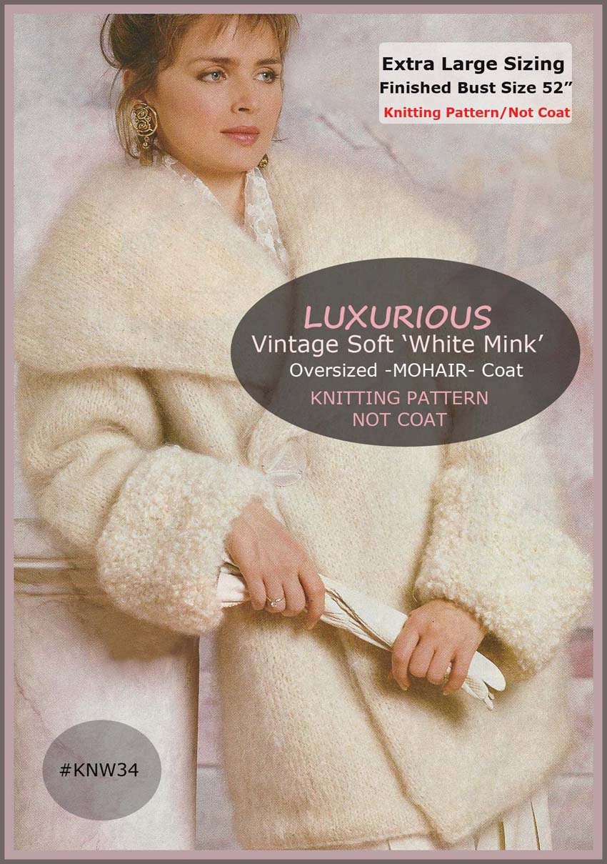 Mohair Coat Knitting Pattern KNW34 PDF Instant DownloadHard