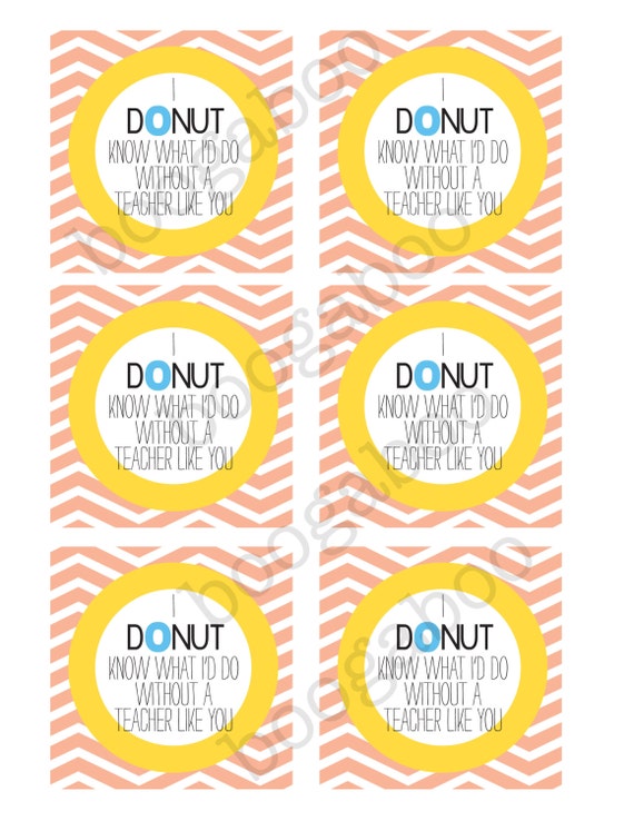 Items similar to Teacher Appreciation - Donut thank you Tag DOWNLOAD on ...