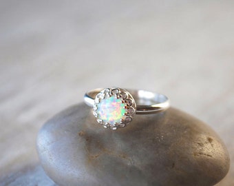 Opal Ring in Sterling Silver - Hand crafted Artisan Silver Ring ...