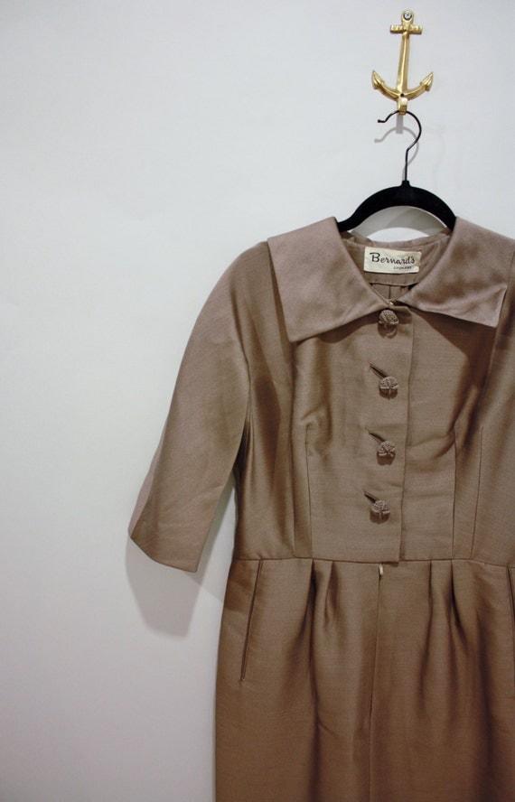 vintage 60s cocktail dress All Class silk taupe by BabesInVintage