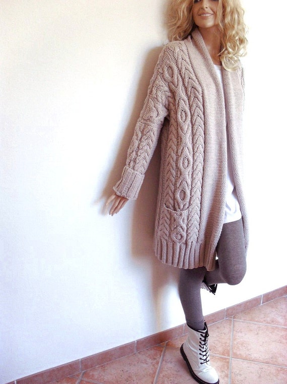 LOGAMI Long Cardigan Women Long Sleeve Knitted Sweater