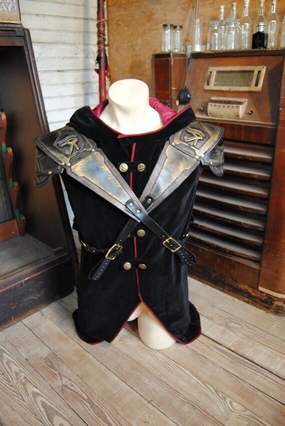 Items similar to Gold and Black Egyptian Style Leather Shoulder Armor ...