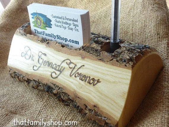 571 New rustic decor business names 874 Rustic n' Wild Business Card and Pen Holder with Custom Names Initials   