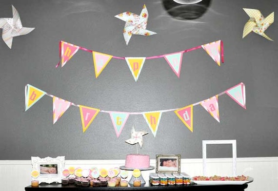 Pinwheel Party PRINTABLE Happy Birthday Banner (INSTANT DOWNLOAD) from Love The Day Il_570xn
