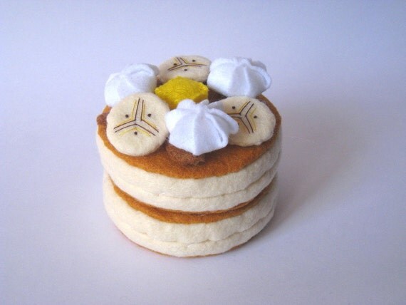 Felt food Pancake set (banana) eco friendly childrens pretend play food for toy kitchen