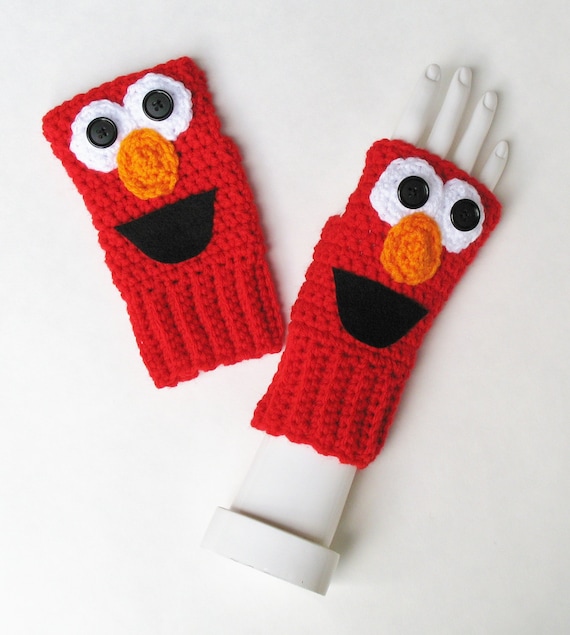 Items similar to READY to SHIP Sesame Street ELMO Wristwarmers ...