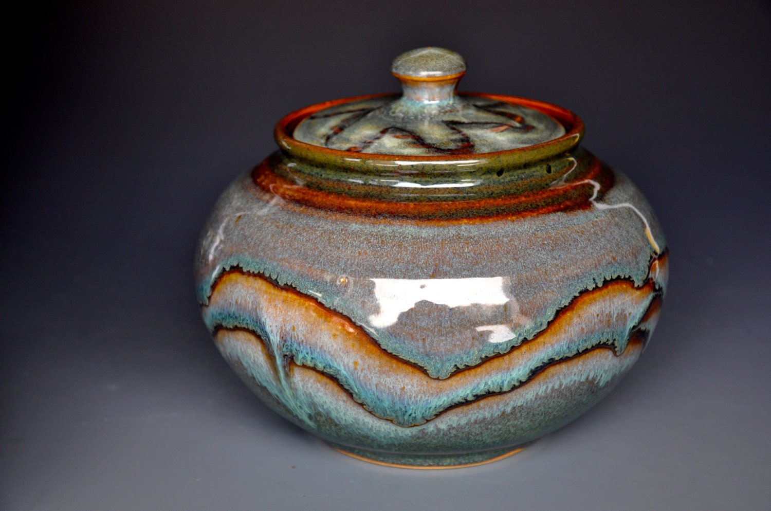 Ceramic Lidded Jar Hand Made Pottery A